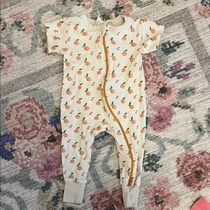 Parade Organic Signature Print '2-Way' Zip Romper - Short Sleeve Peach